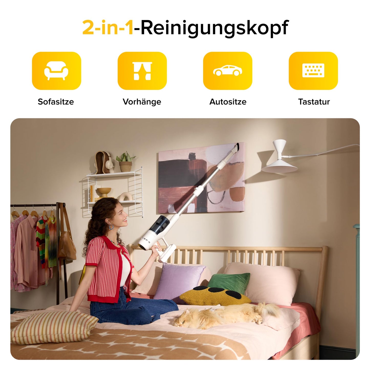 roborock H60 Akku Staubsauger, 27000Pa/300W/60 Min Akkusauger, 90° Flexibles Rohr, Staubsauger Kabellos, stielstaubsauger mit Anti-Tangle Bürste für Teppiche, Hartböden, Tierhaare, Auto