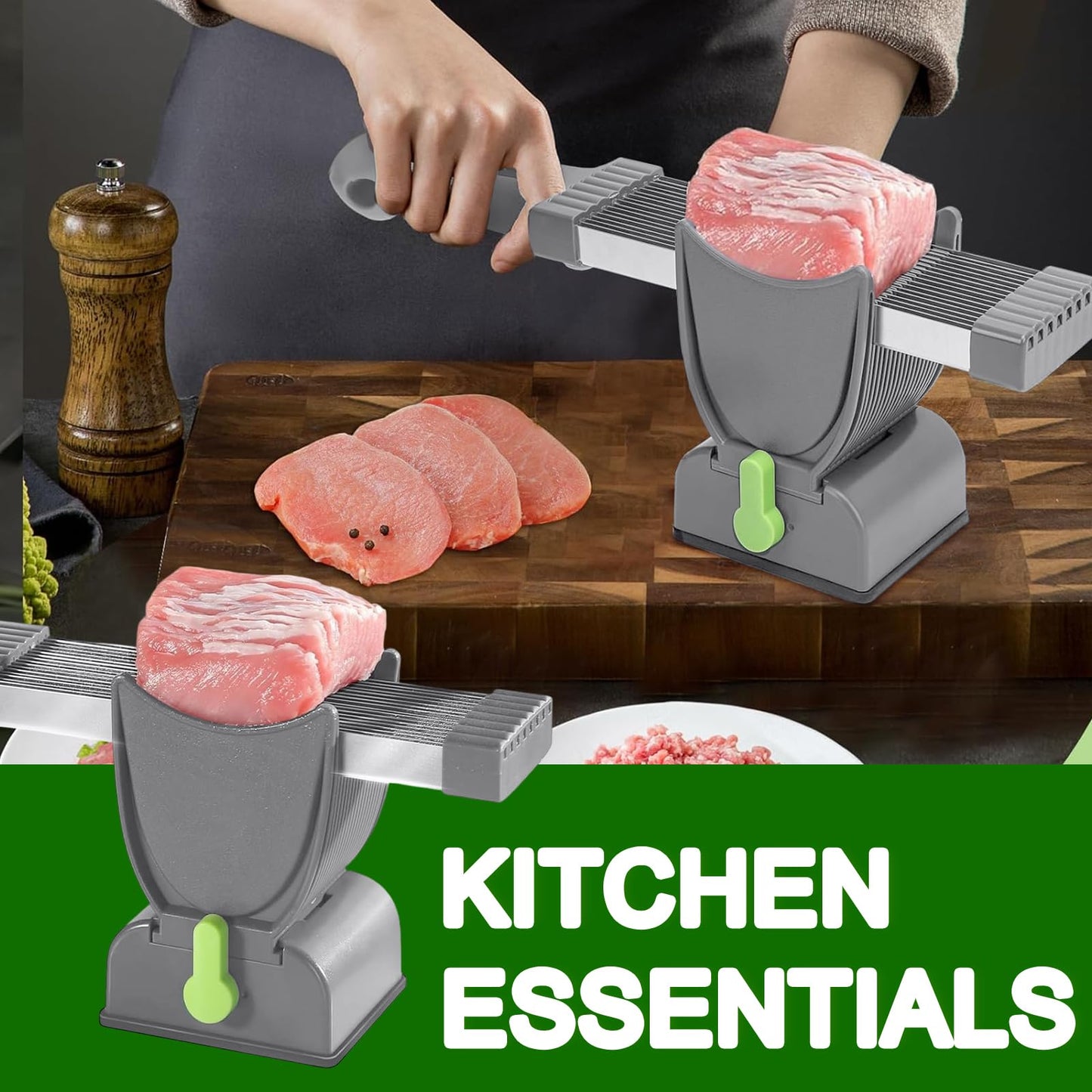 Manueller Fleischschneider zum flexiblen Schneiden von Fleisch und Gemüse