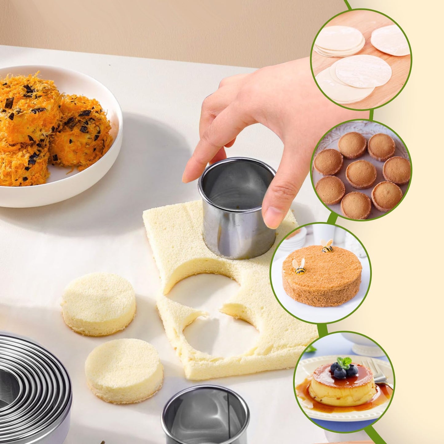 Runde Ausstechformen Set aus Edelstahl mit Box fuer Gebaeck und K