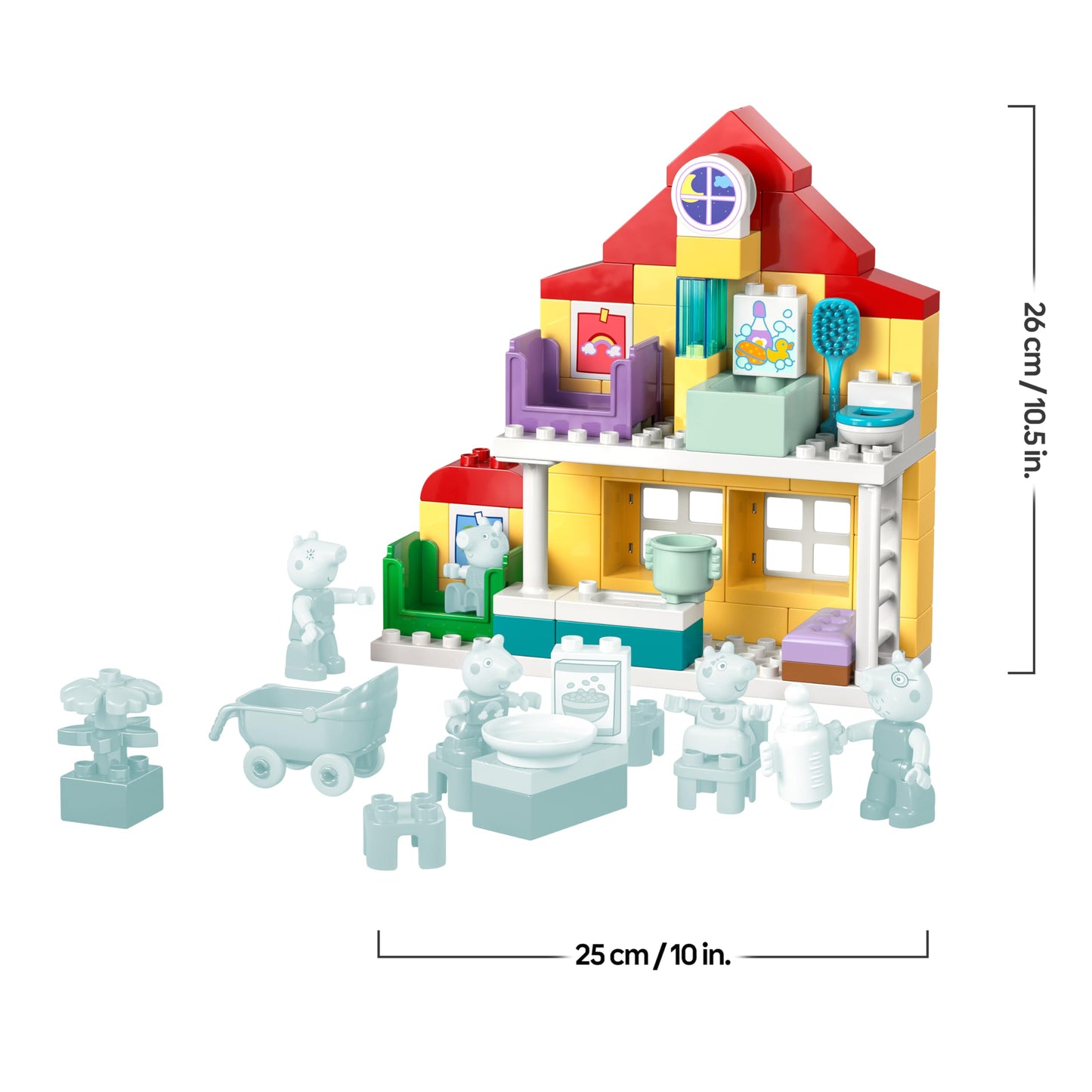 LEGO DUPLO Peppa Wutz Familienhaus - Lernspielzeug zur Förderung der Motorik - Montessori Spielzeug mit 5 Figuren & Puppenhaus Zubehör - Geschenk für Mädchen & Jungen ab 2 Jahren - 10467