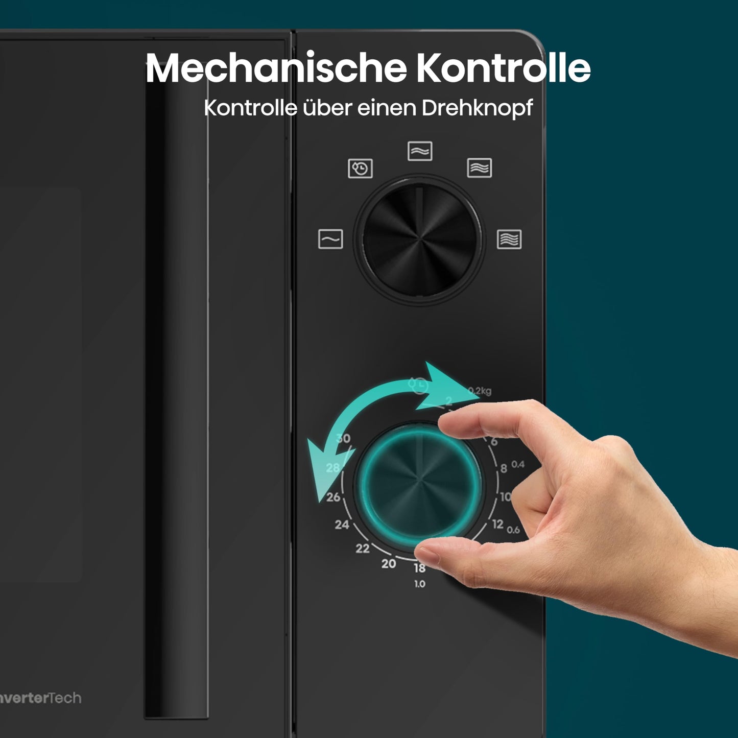 Hisense H20MOBP1HI Mikrowelle /20 L /700W /InverterTech/Keramikbeschichtung/Premium Glas/Maßgeschneidert, Mehrphasiges Kochen/Auftaufunktion/5 Leistungsstufen/Kindersicherung/Schwarz