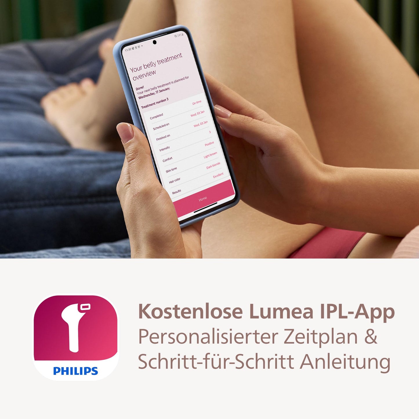 Philips Lumea IPL 8000 Series - IPL Geräte Haarentfernung für bis zu 2 Jahre seidig-glatte Haut¹ mit 3 Aufsätzen für Körper & Gesicht, Alternative zur Laser-Haarentfernung (BRI946/00)