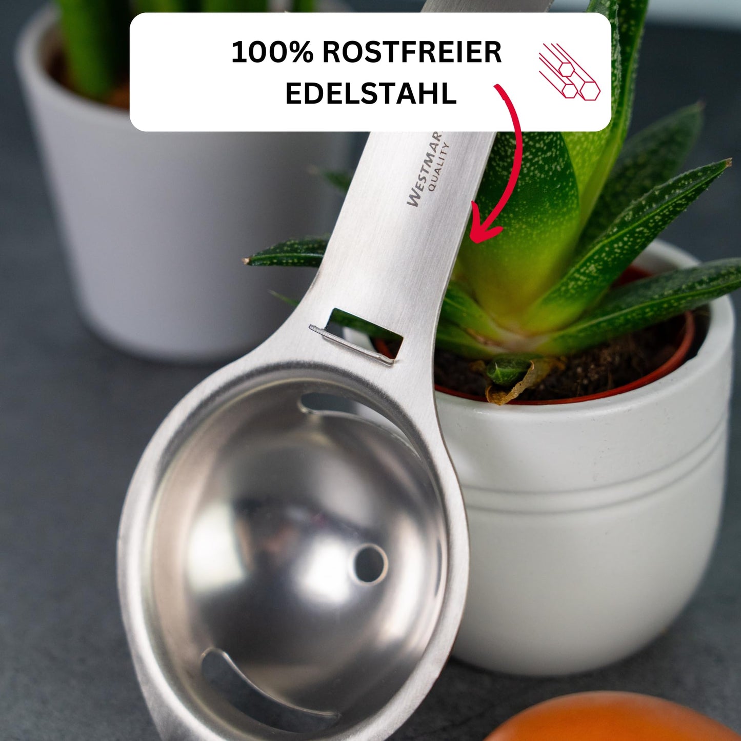 Westmark Eidottertrenner aus Edelstahl mit langem Griff 16,7 cm-Westmark