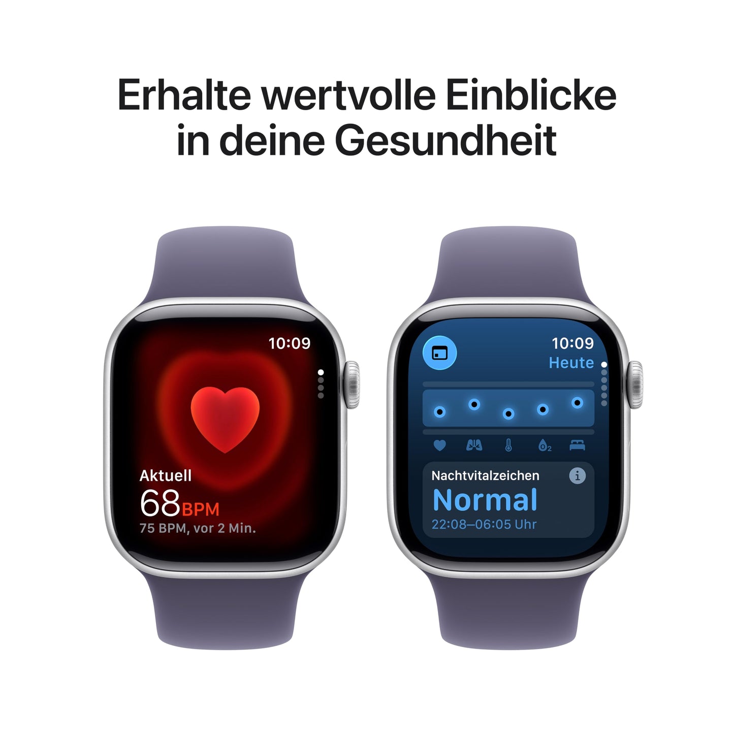 Apple Watch Series 11 GPS 42 mm Smartwatch mit Aluminiumgehäuse in Silber und Sportarmband in Nebelviolett (S/M). Schlafindex, Fitnesstracker, Gesundheitstracking, Always-On Display, Wasserschutz