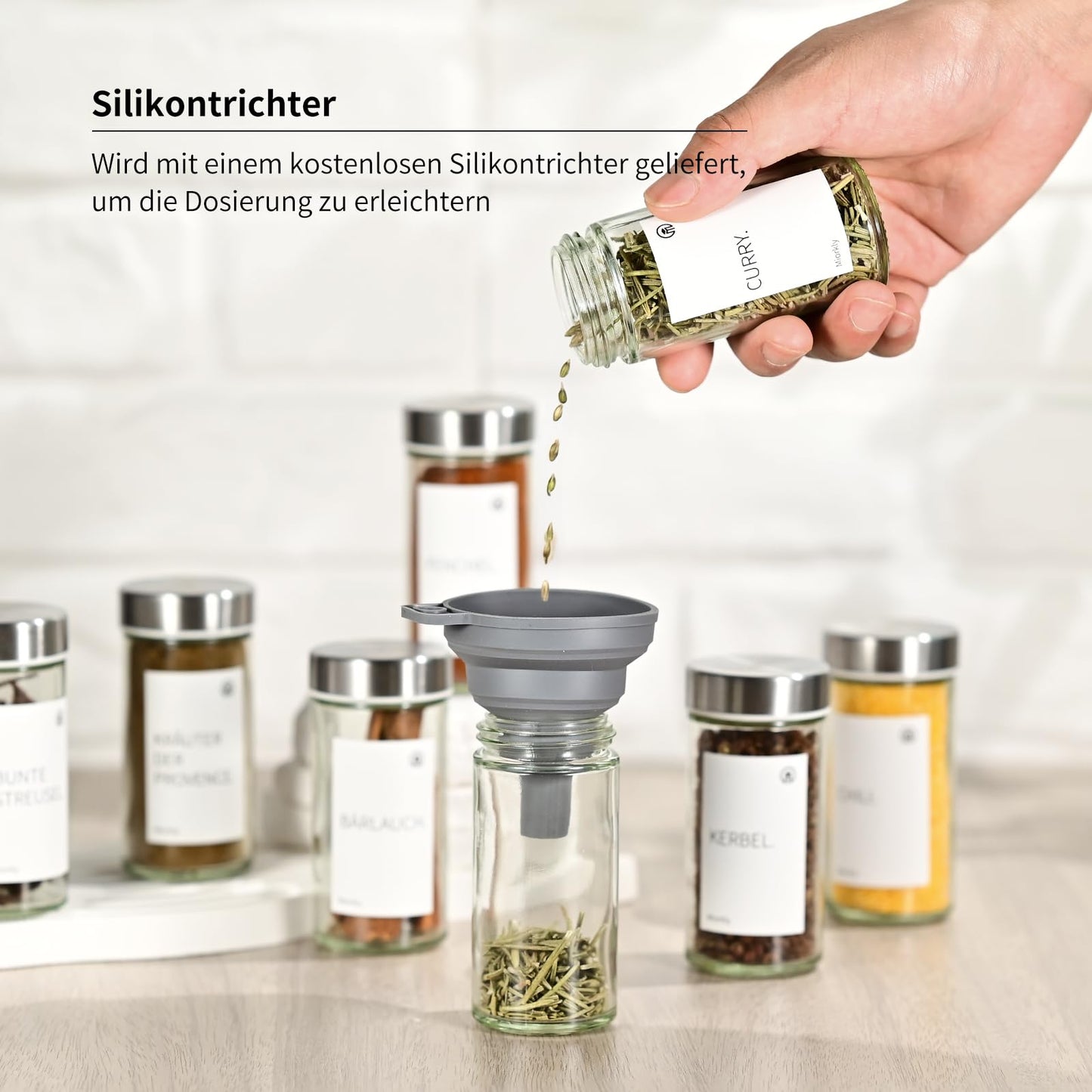 Miorkly 12 Gewürzgläser Set mit Streueinsatz