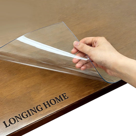 Longing Home Tischfolie transparent 2mm, Glasklar Folie mit abgeschrägter Kante, Tischschutz Wasserdicht Tischdecke Abwaschbar, Polyvinylchloride Folie für Wohnzimmer, Esszimmer, Balkon (90 x 180 cm)