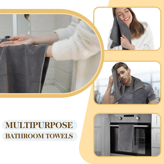 Mikrofaser Handtuch 2er-Pack 40x70 cm Weich Hochsaugfähig Grau