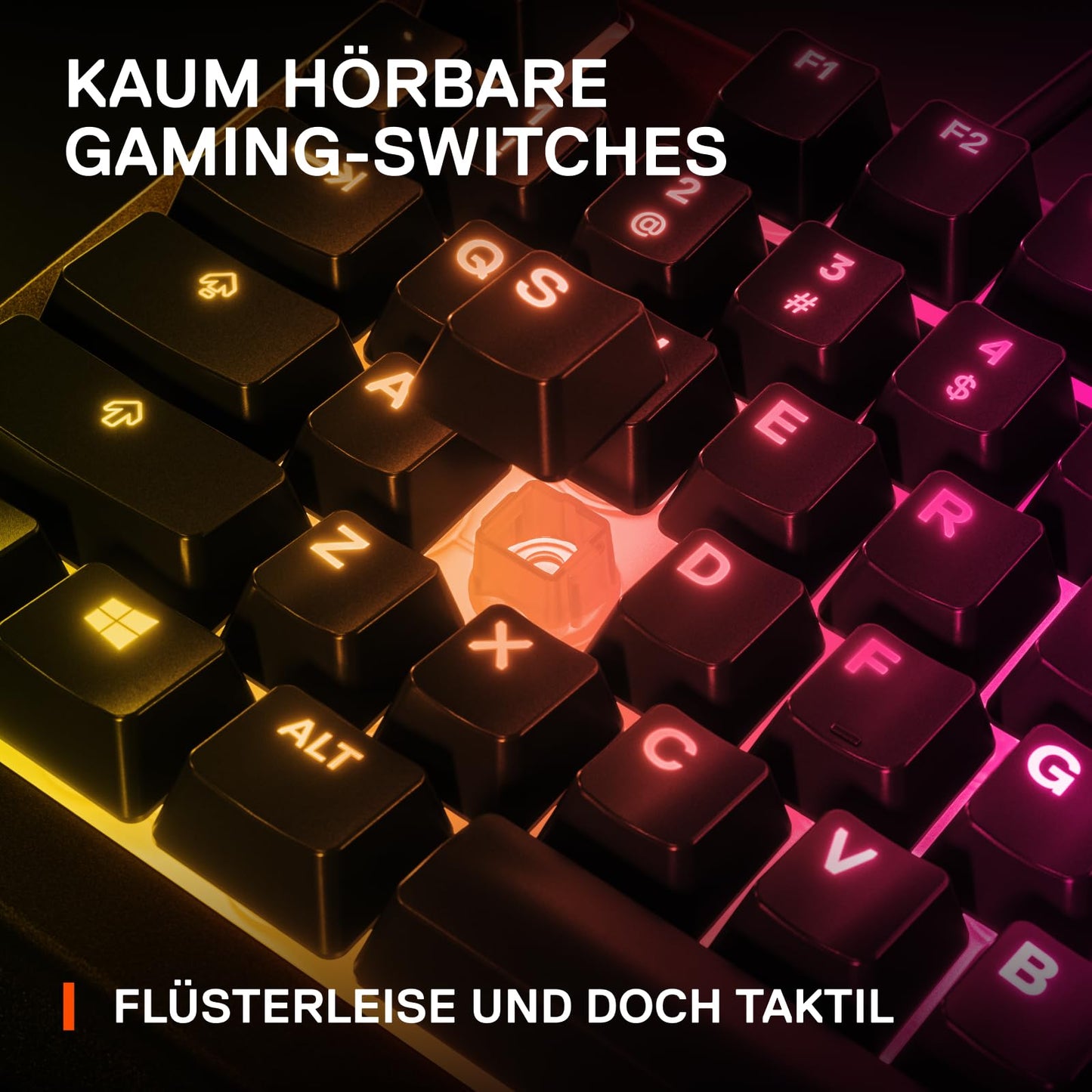 SteelSeries Apex 3 Gaming Tastatur - 10-Zonen RGB-Beleuchtung - Flüsterleise Gaming-Switches - Premium magnetische Handballenauflage - IP32 wassergeschützt - Deutsches (QWERTZ) Layout