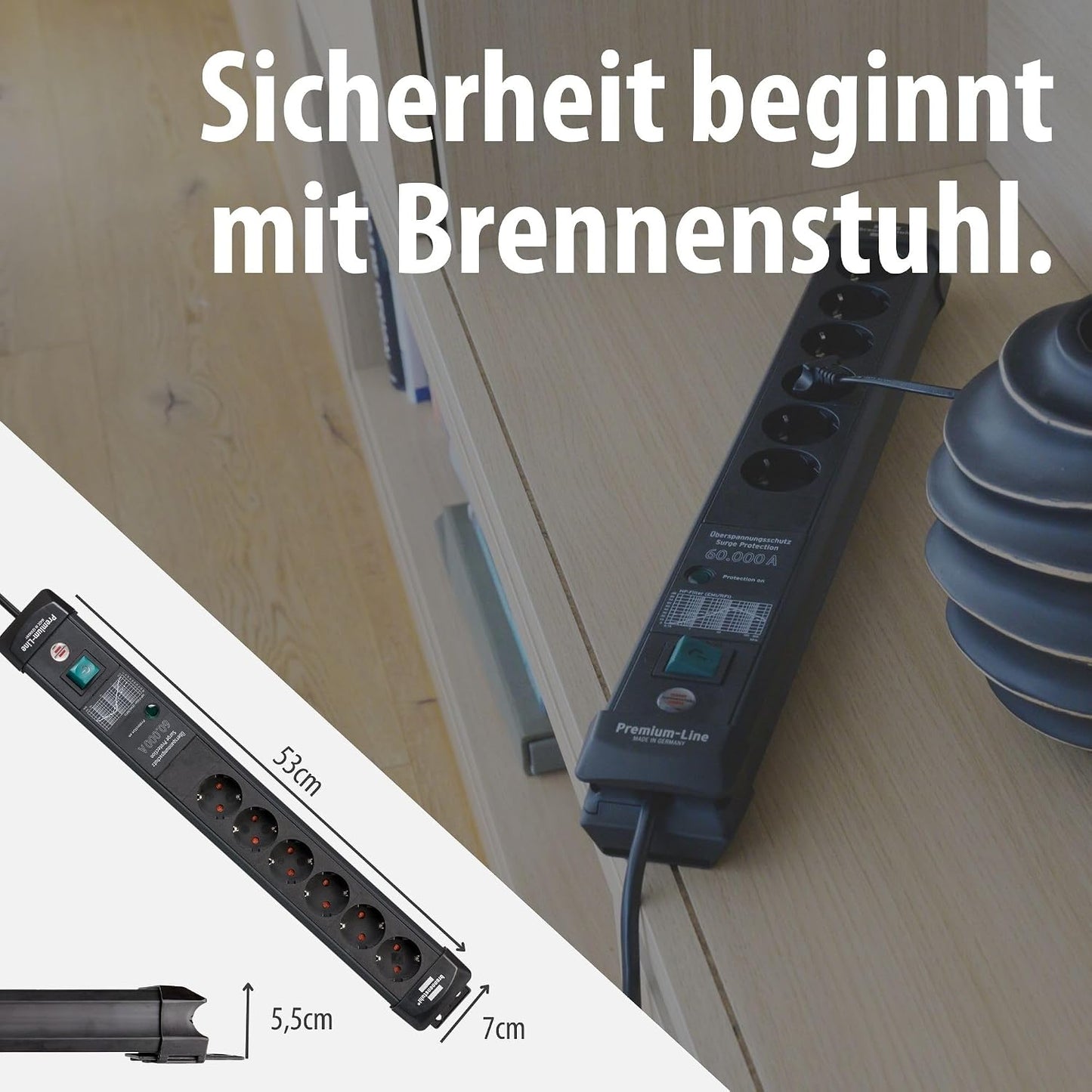 Brennenstuhl Premium 6er Steckdosenleiste mit Überspannungsschutz