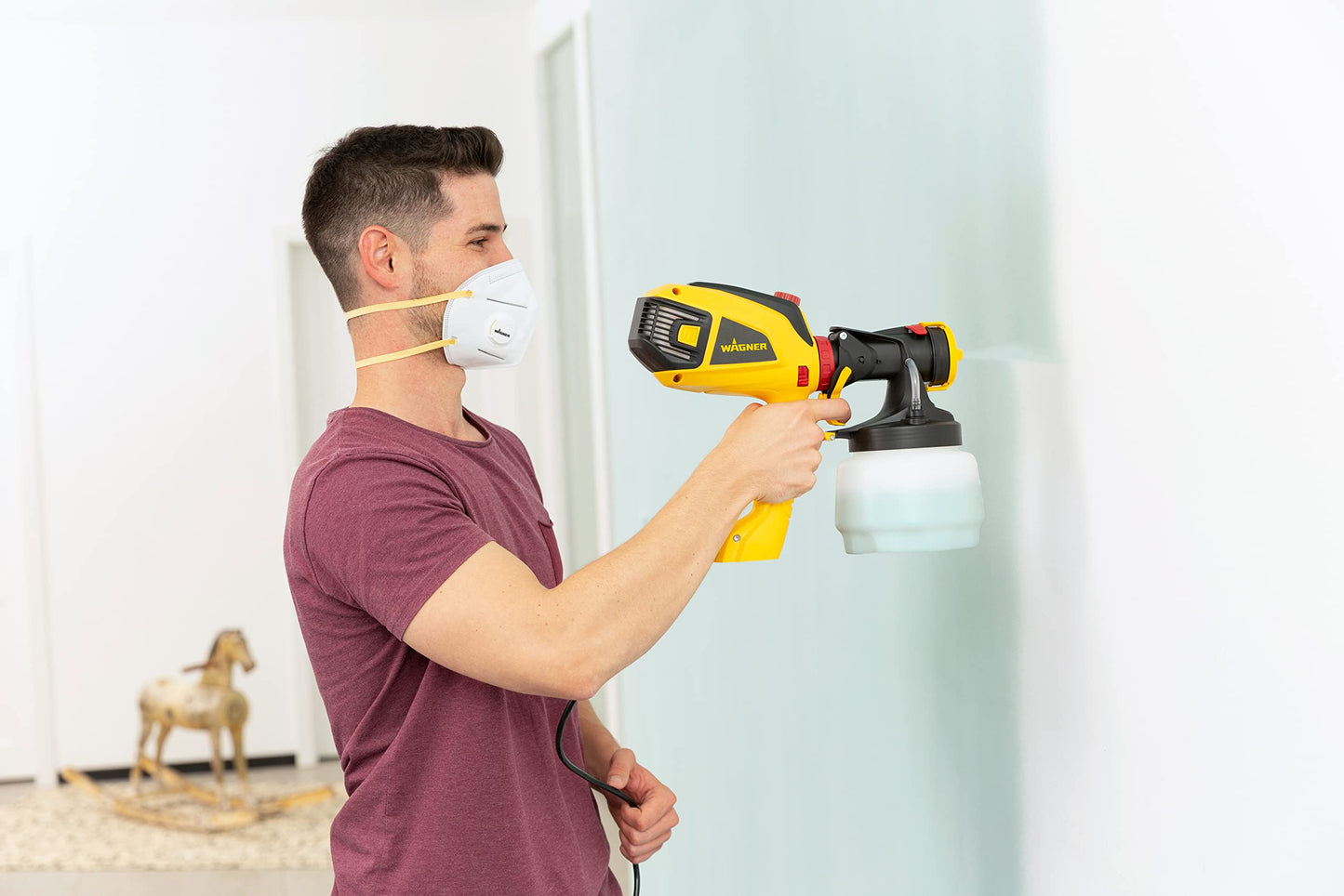 WAGNER Farbsprühsystem W 590 FLEXiO für Wand- und Latexfarben, Lacke & Lasuren im Innen- & Außenbereich, 15 m²-6 min, Behälter 1300 ml/800 ml, 630 W