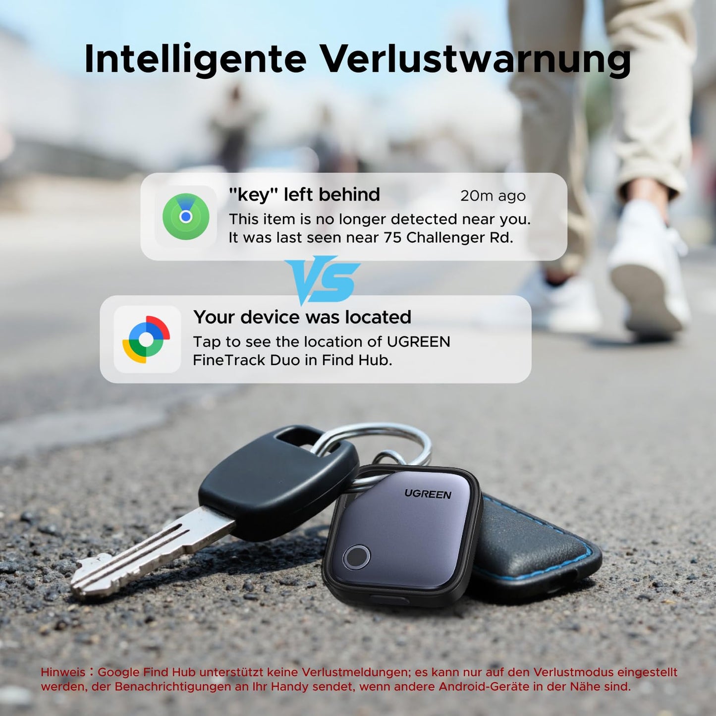 UGREEN FineTrack Duo 4 Pack für iOS & Android, USB C aufladbarer GPS Tracker kompatibel mit Apple Find My oder Google Find Hub, 12 Monaten Laufzeit, Schlüsselfinder für Backpack, Koffer, Pass usw.