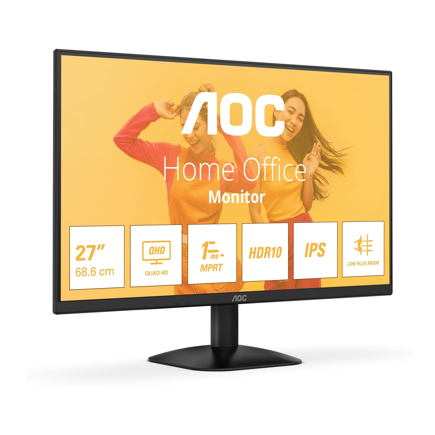 AOC Q27B35E 27 Zoll WQHD Monitor, 75Hz, IPS Panel, 4ms GtG, Adaptive Sync, HDR10, (2560x1440 HDMI 1x 1.4 DP 1x 1.4) Schwarz