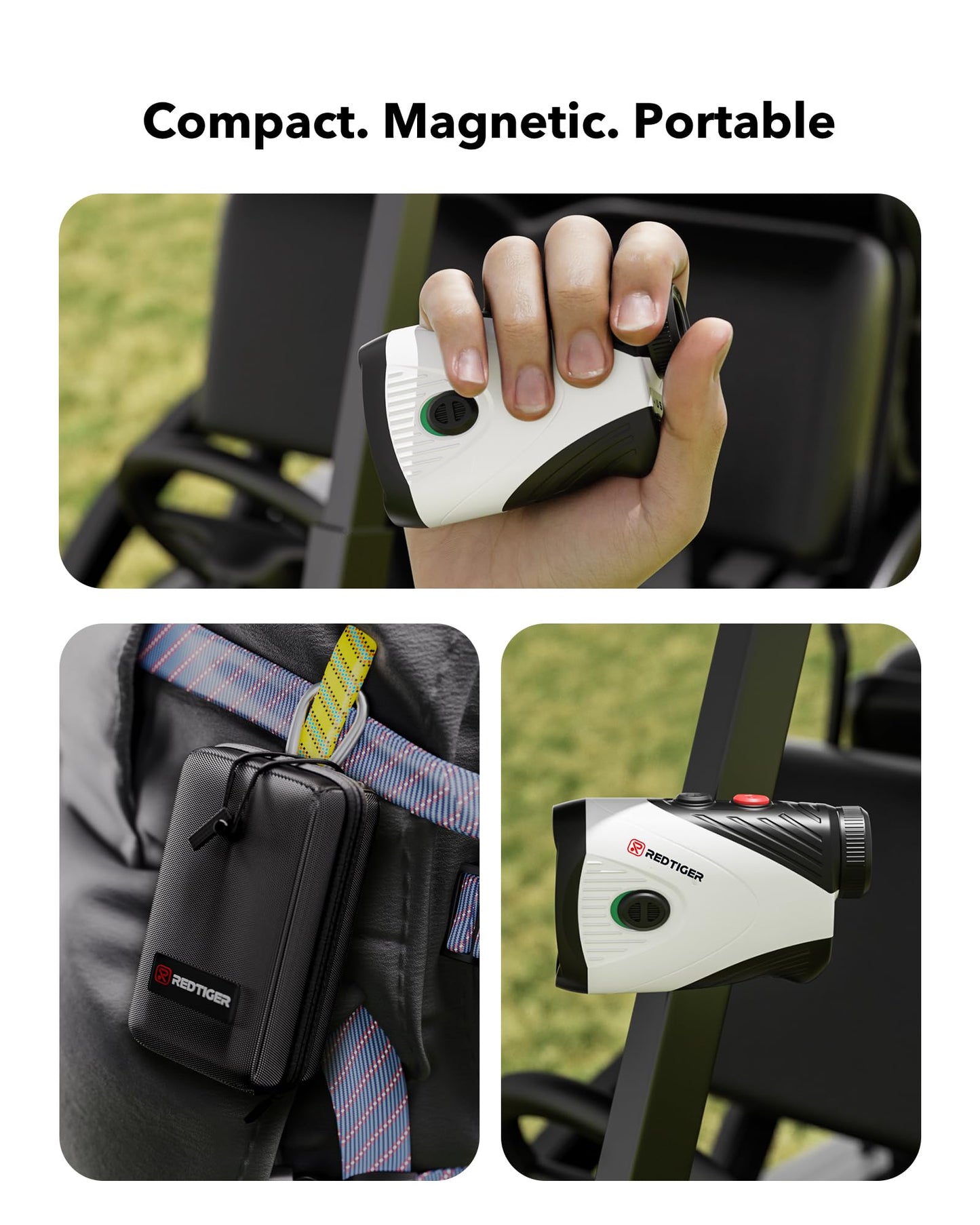 REDTIGER Laser Entfernungsmesser, 7X Vergrößerung, 1200Y Golf Entfernungsmesser mit Slope, Wiederaufladbar Rangefinder mit Magnetstreifen, Flag-Lock und Vibration, ± 0,5m Genauigkeit