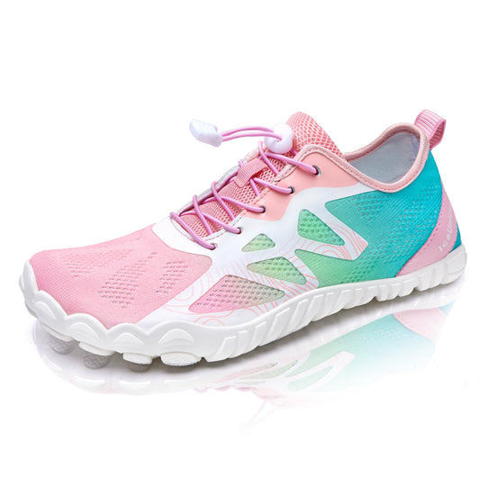 IceUnicorn Herren Damen Barfußschuhe Traillaufschuhe Fitnessschuhe Knit Minimalistische Breiter Zehenbox(A Rosa grün,37EU)