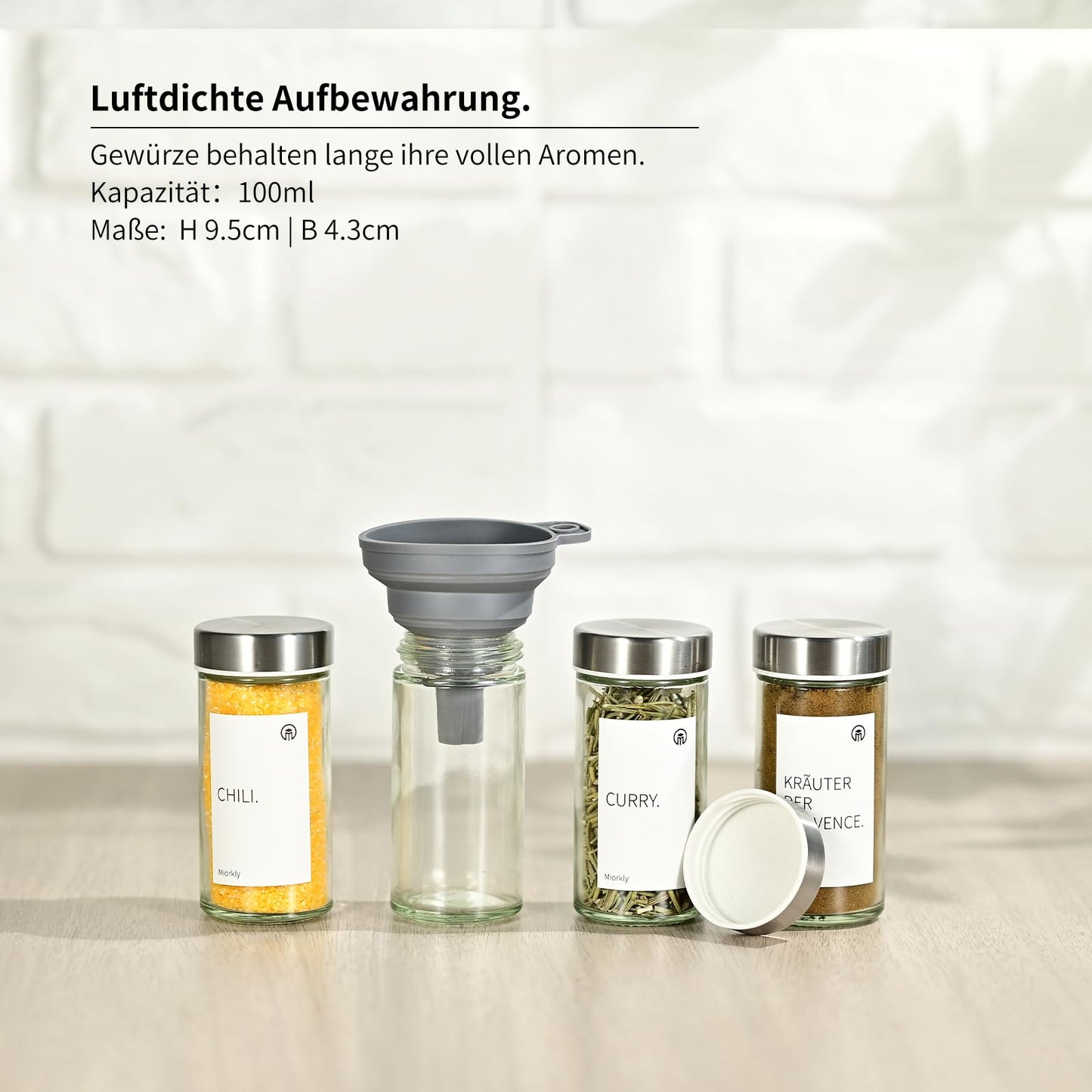 Miorkly 12 Gewürzgläser Set mit Streueinsatz
