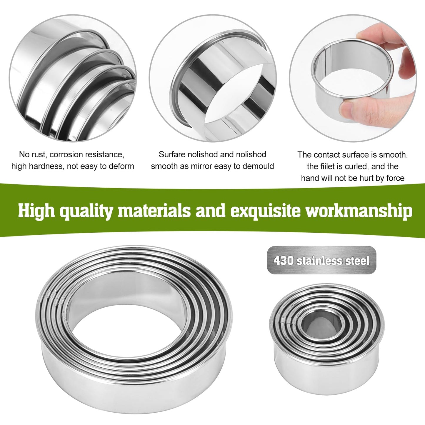 Runde Ausstechformen Set aus Edelstahl mit Box fuer Gebaeck und K