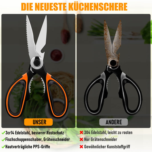 Schwerlast Küchenschere aus Edelstahl mit Klingenschutz