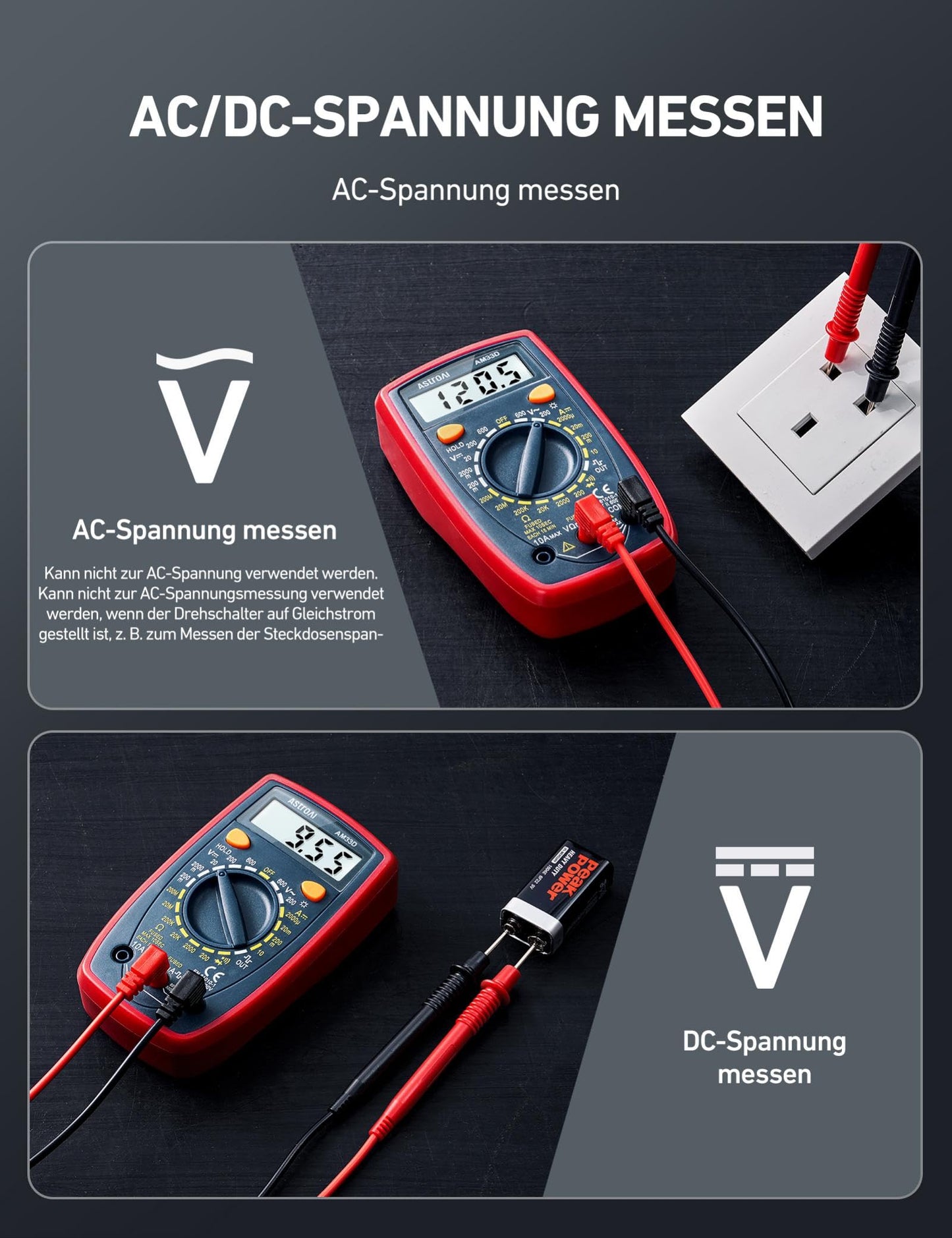 Digitales Messgerät Voltmeter Stromtester für Haushalt und Kfz