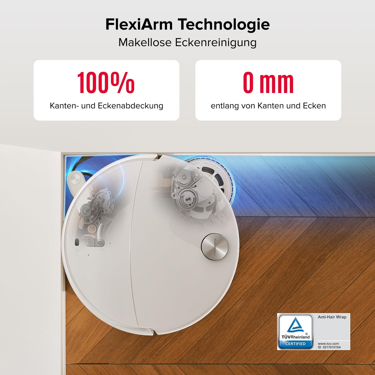 roborock Qrevo Curv 2 Pro Saugroboter mit Wischfunktion&Hebarem Wischmopp, 25.000 Pa HyperForce Saugkraft, Dual Anti-Tangle-System, 100°C Heißwasser-Moppwäsche, Reactive Al-Hinderniserkennung (Weiß)