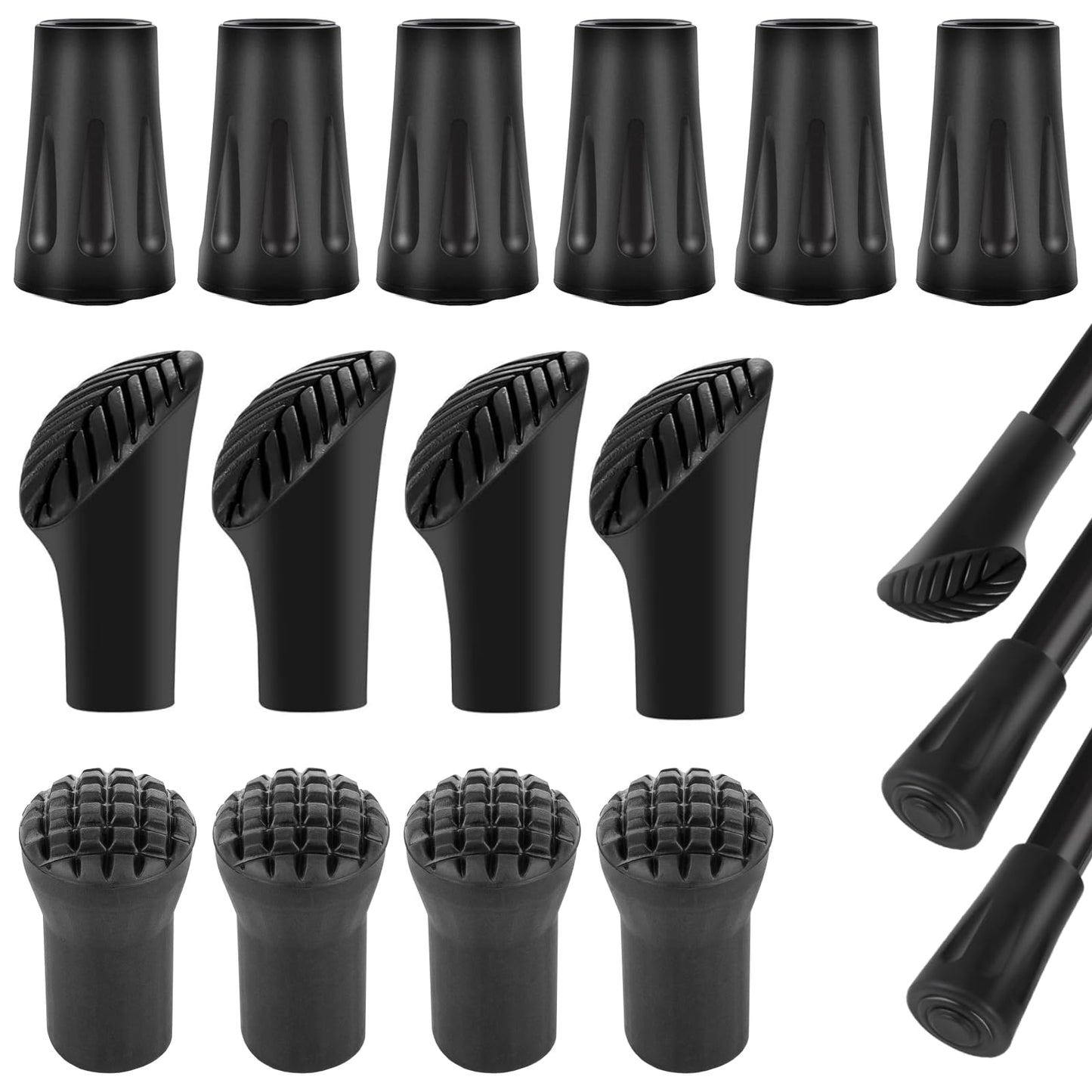 16er Set Gummipuffer für Wanderstöcke 11mm zuverlässig robust