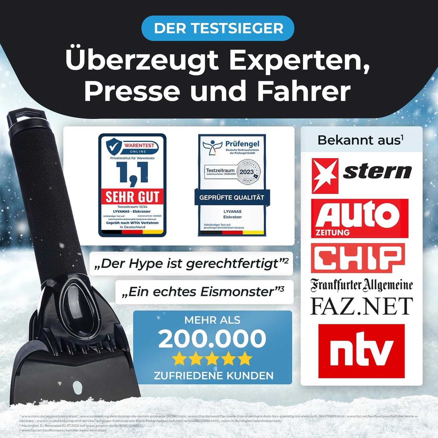 Eiskratzer Auto Ergonomischer Profi Scheibenkratzer Stark Sicher 2025