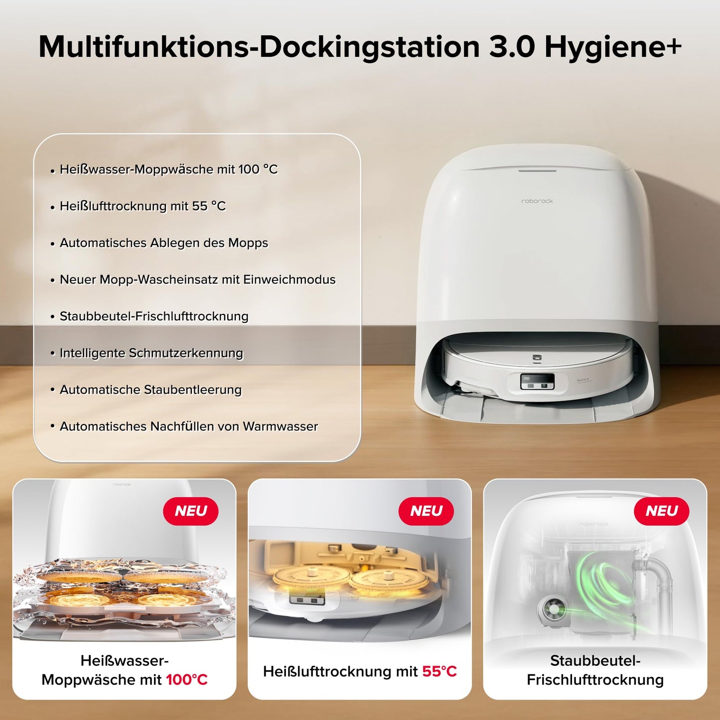 roborock Qrevo Curv 2 Pro Saugroboter mit Wischfunktion&Hebarem Wischmopp, 25.000 Pa HyperForce Saugkraft, Dual Anti-Tangle-System, 100°C Heißwasser-Moppwäsche, Reactive Al-Hinderniserkennung (Weiß)