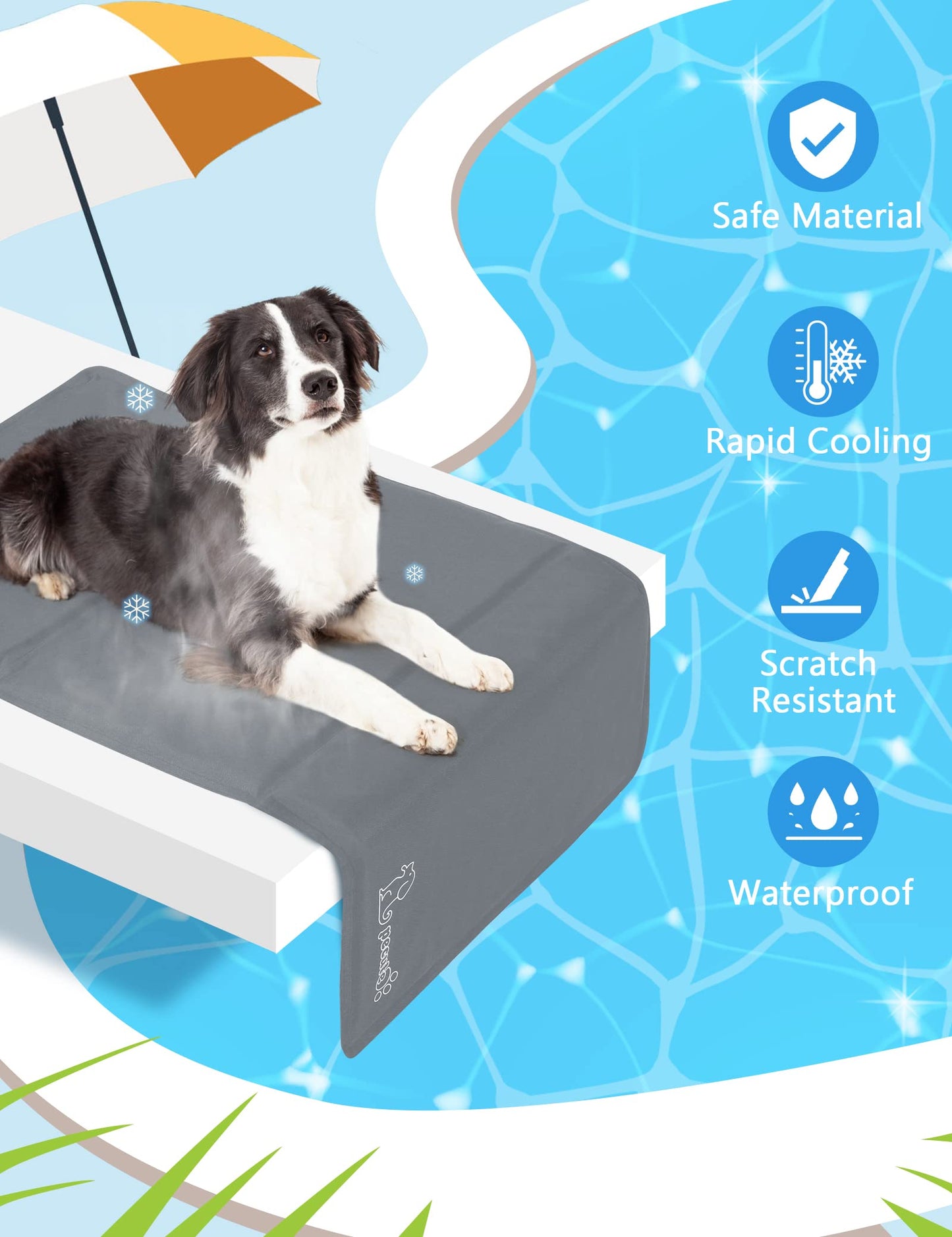 pecute Kühlmatte für Hunde L 90 x 50 cm, Kühlmatte für Hunde bleibt länger kalt, Frischematte für Hunde und Katzen langlebiger Kratzfest