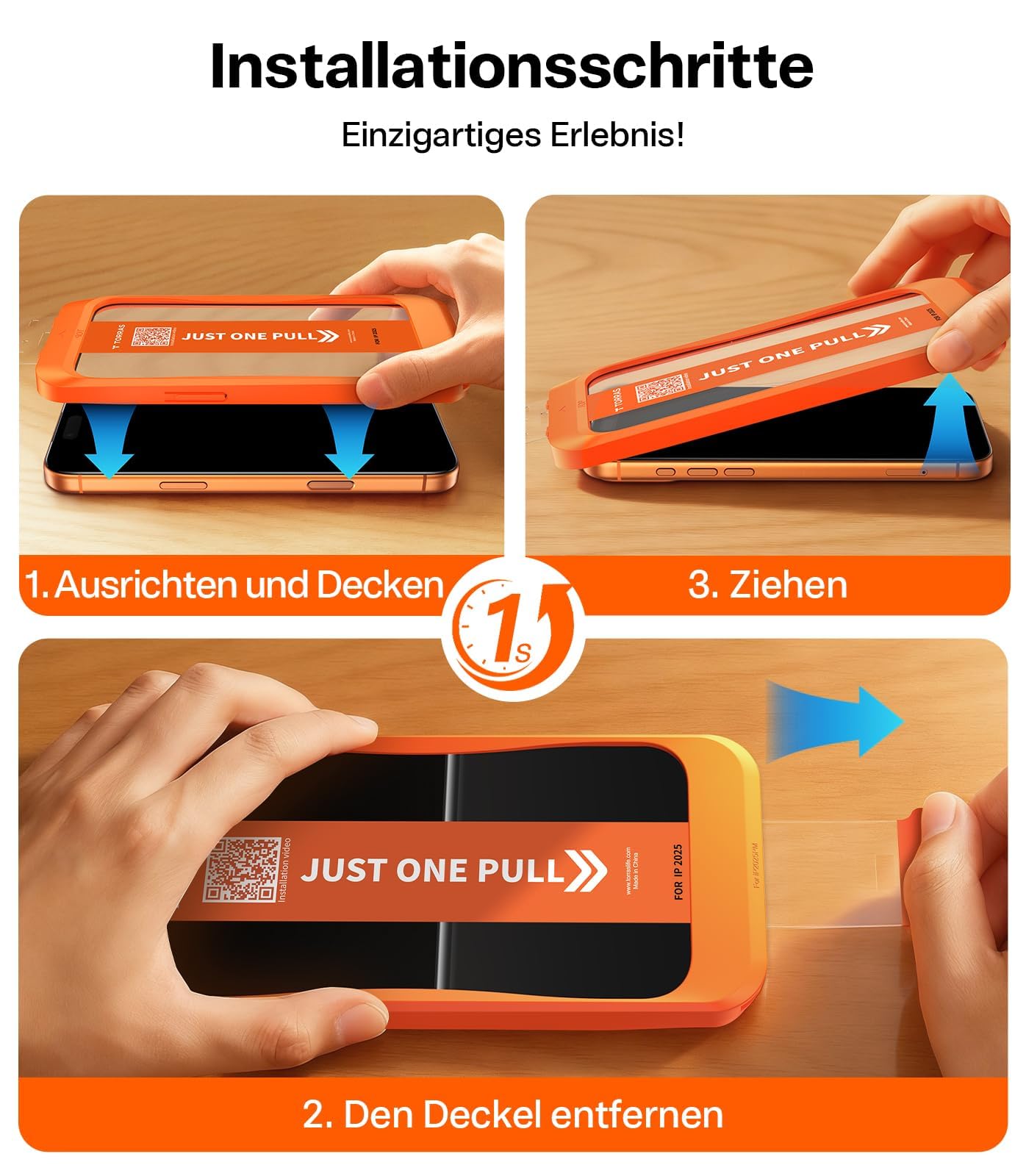 TORRAS Präzise für iPhone 17 Pro für Panzerglas [Full Screen] Exklusive Schutzfolie für iPhone 17 Pro Folie 9H+ glas [Nr.1 Stoßfest], Auto Montage, Kompatibel mit Hülle, 2 Stück