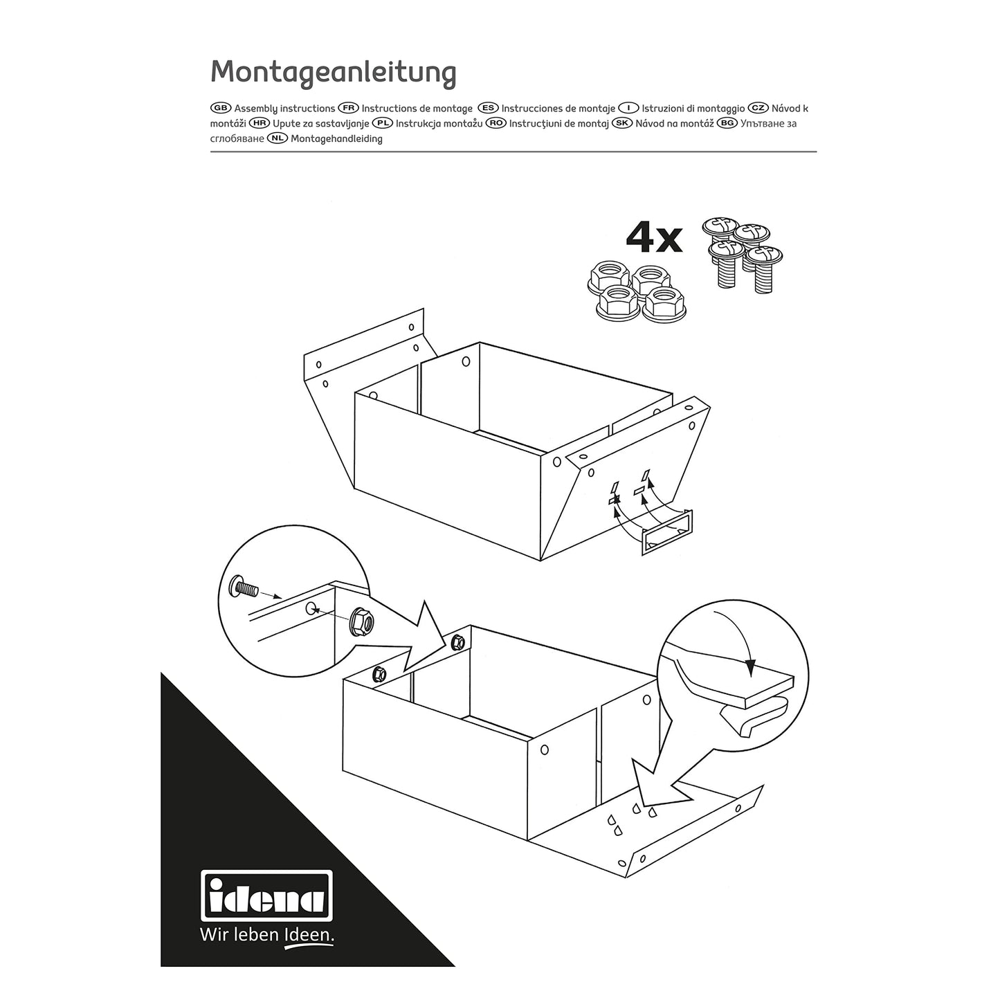 Idena Klappbare Aufbewahrungsbox Schwarz 36x28x17cm für Büro