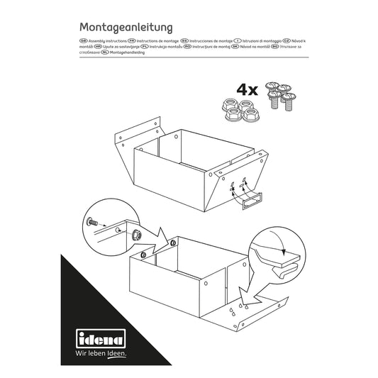 Idena Klappbare Aufbewahrungsbox Schwarz 36x28x17cm für Büro