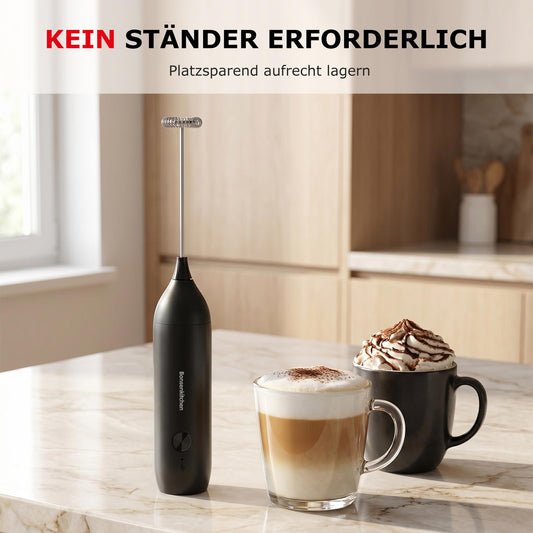 Bonsenkitchen Wiederaufladbarer Milchaufschäumer, Elektrischer Milchaufschäumer, Handmilchaufschäumer, das perfekte Geschenk für Kaffeeliebhaber, geeignet für Latte Macchiato, Matcha und Cappuccino