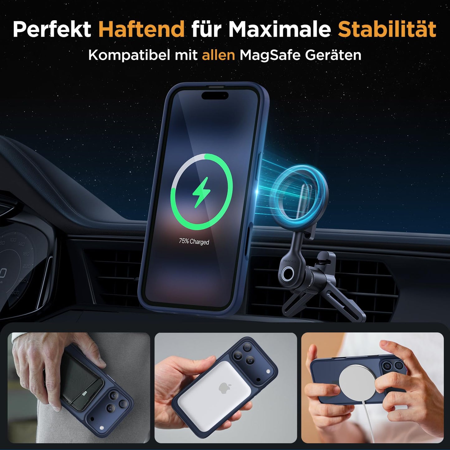 Miracase für iPhone 17 Pro Hülle für Magsafe [TOP Militärschutz & Magnetkraft] Stoßfest Kratzfest mit Samtiger Haptik Extrem Langlebig Handyhülle für iPhone 17 Pro 6,3", Matt-Tief-Blau