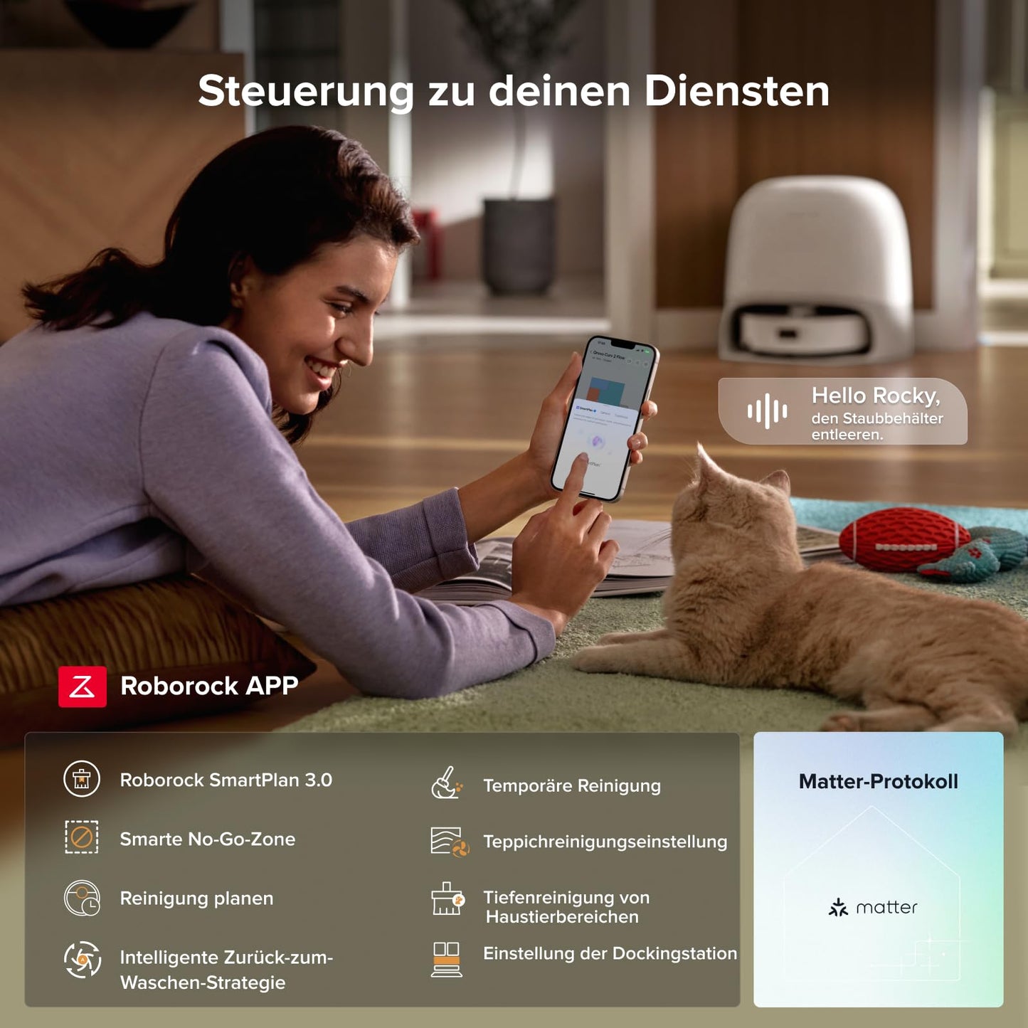 roborock Qrevo Curv 2 Flow Saugroboter mit Wischfunktion, SpiraFlow-Wischwalze mit Selbstreinigung, 20.000 Pa Saugkraft, Dual Anti-Tangle System, intelligenter Teppichschutz, All-in-One Dock
