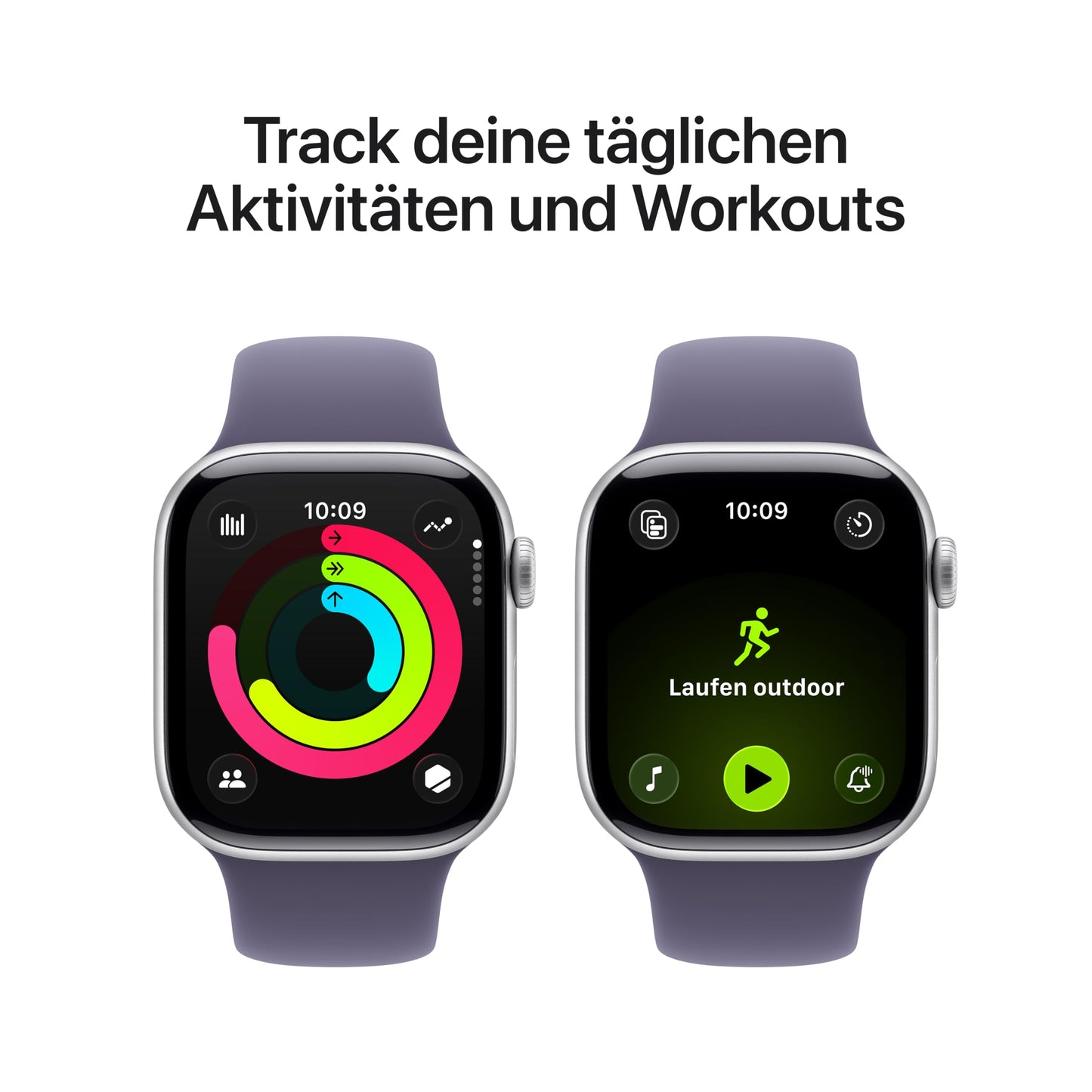 Apple Watch Series 11 GPS 42 mm Smartwatch mit Aluminiumgehäuse in Silber und Sportarmband in Nebelviolett (S/M). Schlafindex, Fitnesstracker, Gesundheitstracking, Always-On Display, Wasserschutz