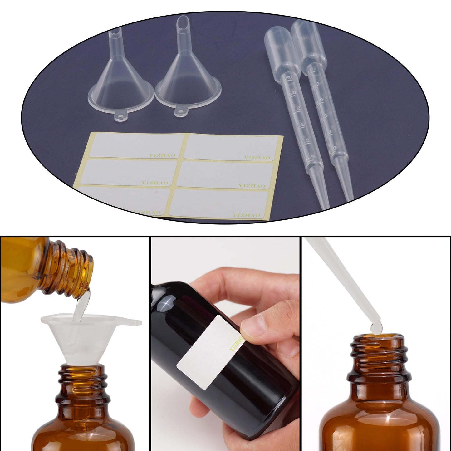 Pipettenflasche Braunglas 30ml Set mit Pipette für Aromatherapie und Duftöle