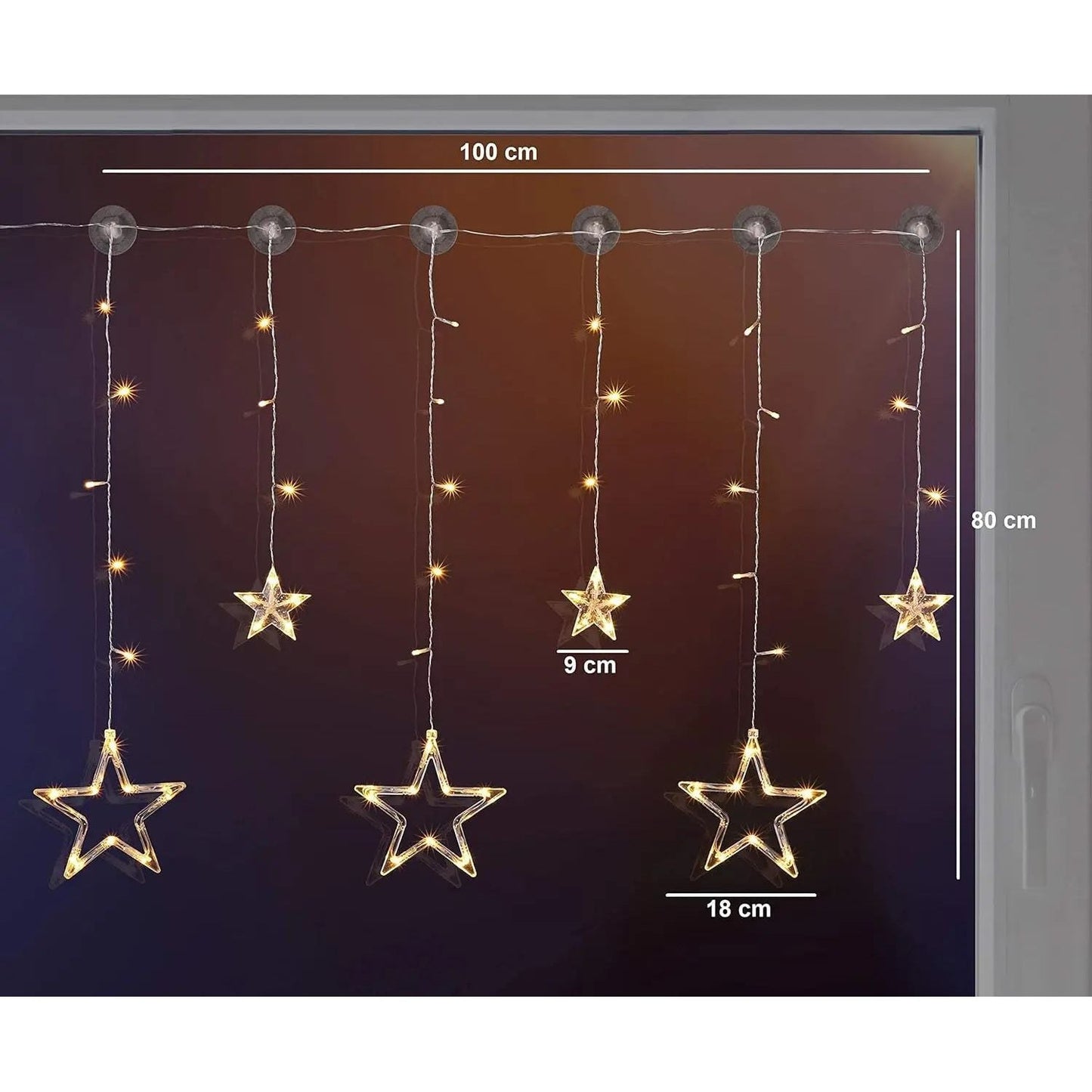 Lichterkette Sternenvorhang LED warmweiß Lichtervorhang 100x80cm Batterie Timer