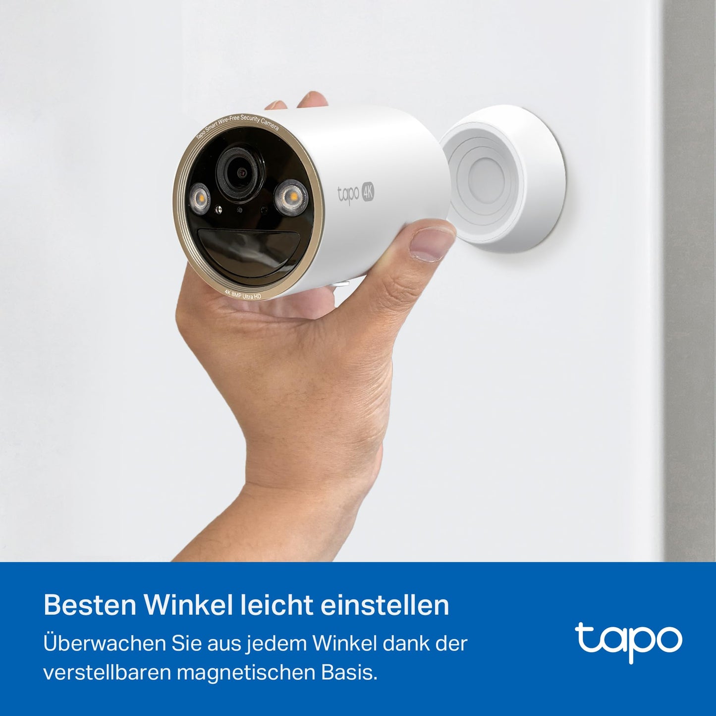 Tapo C460 4K 8MP Überwachungskamera Aussen Akku, Starlight-Farb-Nachtsicht, Dual-Band WLAN, Magnetfuß, Verschlüsselte microSD-Aufzeichnung, KI-Erkennung, 10000-mAh-Akku