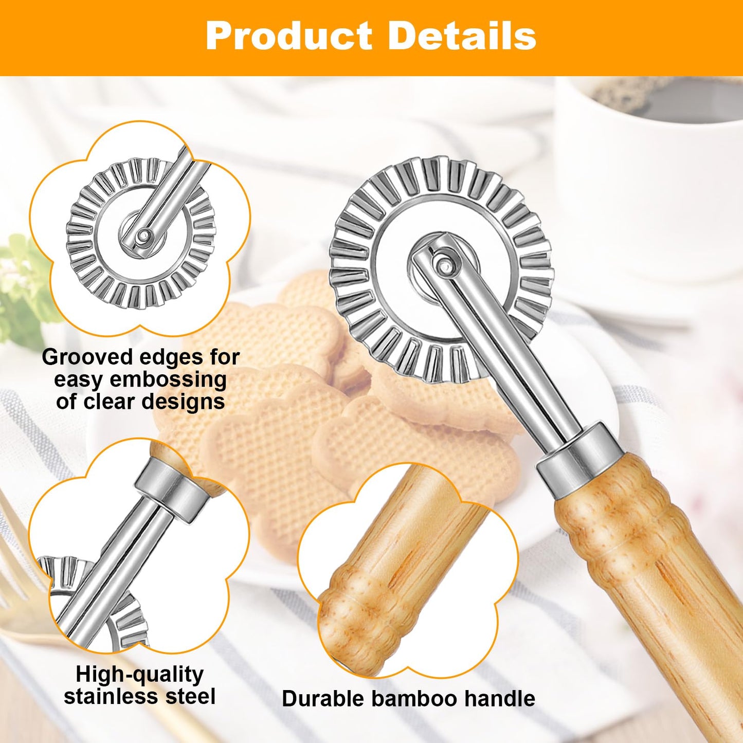 Nudelschneiderrad Gezahnter Teigrad Pizzaschneider Roller Holzgri