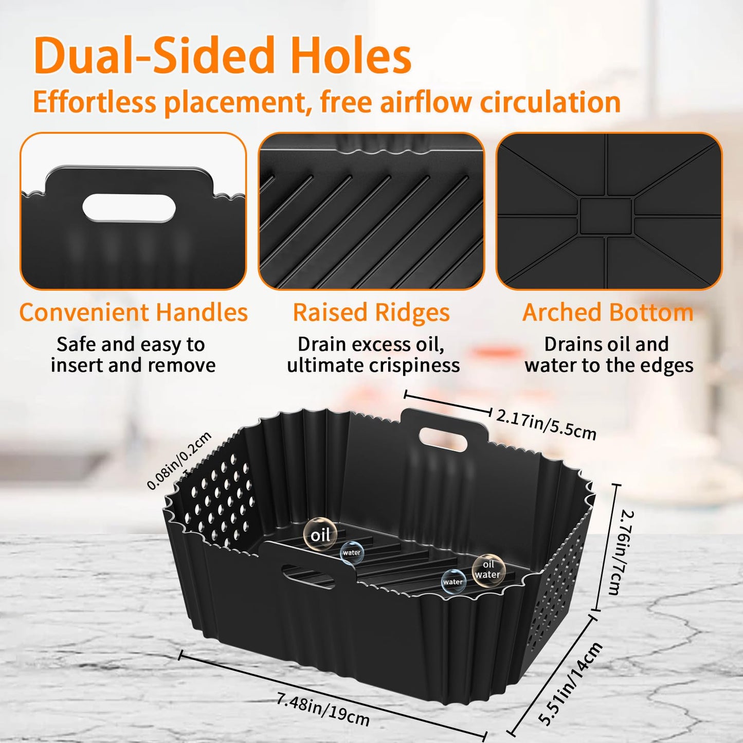 Praktisches Silikon-Zubehör für Heißluftfritteuse 2er Set