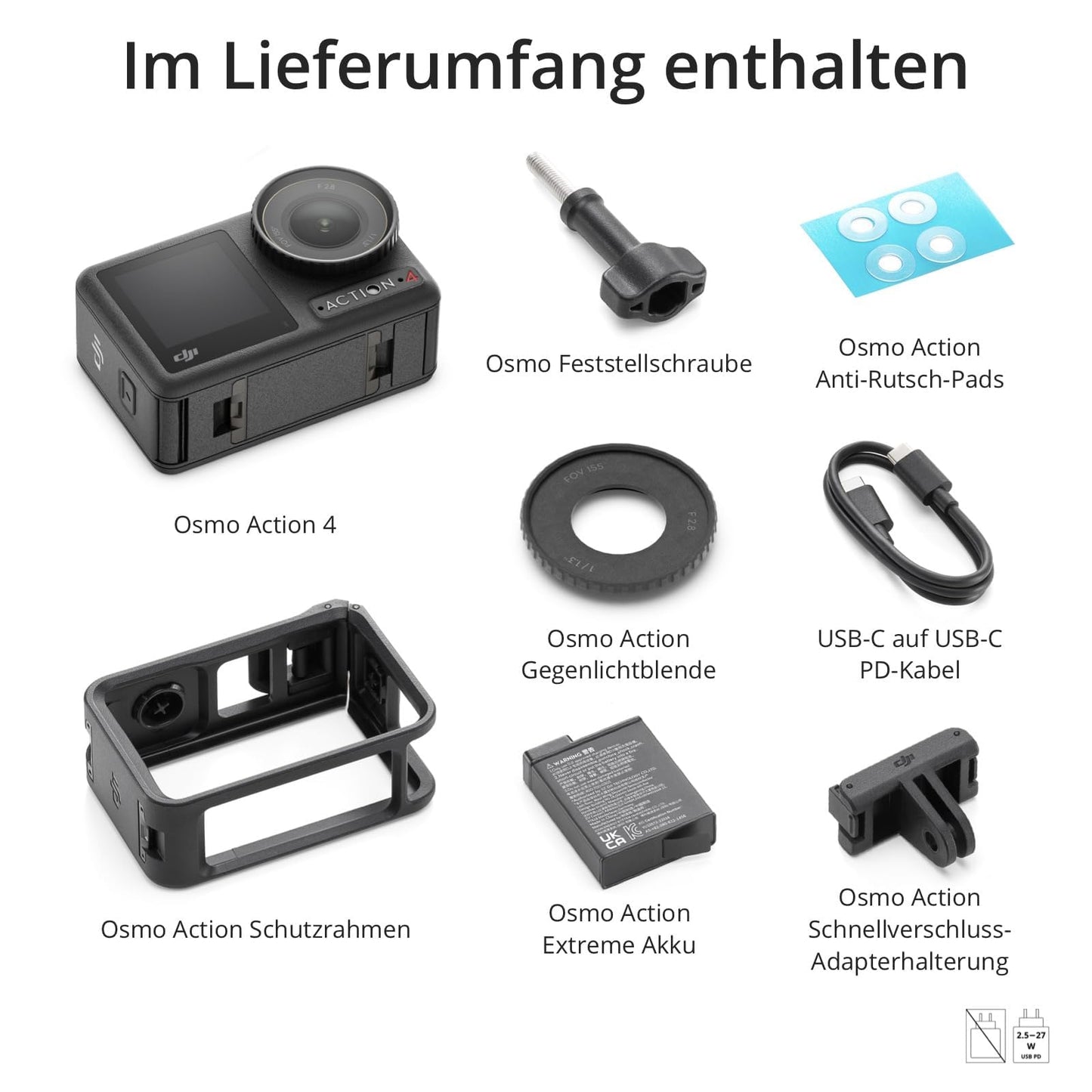 DJI Osmo Action 4 Essential-Combo, 4K/120fps Action Cam mit 1/1,3-Zoll-Sensor, Unterwasserkamera, Atemberaubende Low-Light-Aufnahmen, 10-Bit und D-Log M-Farbleistung, Langlebiger 1.770 mAh Akku
