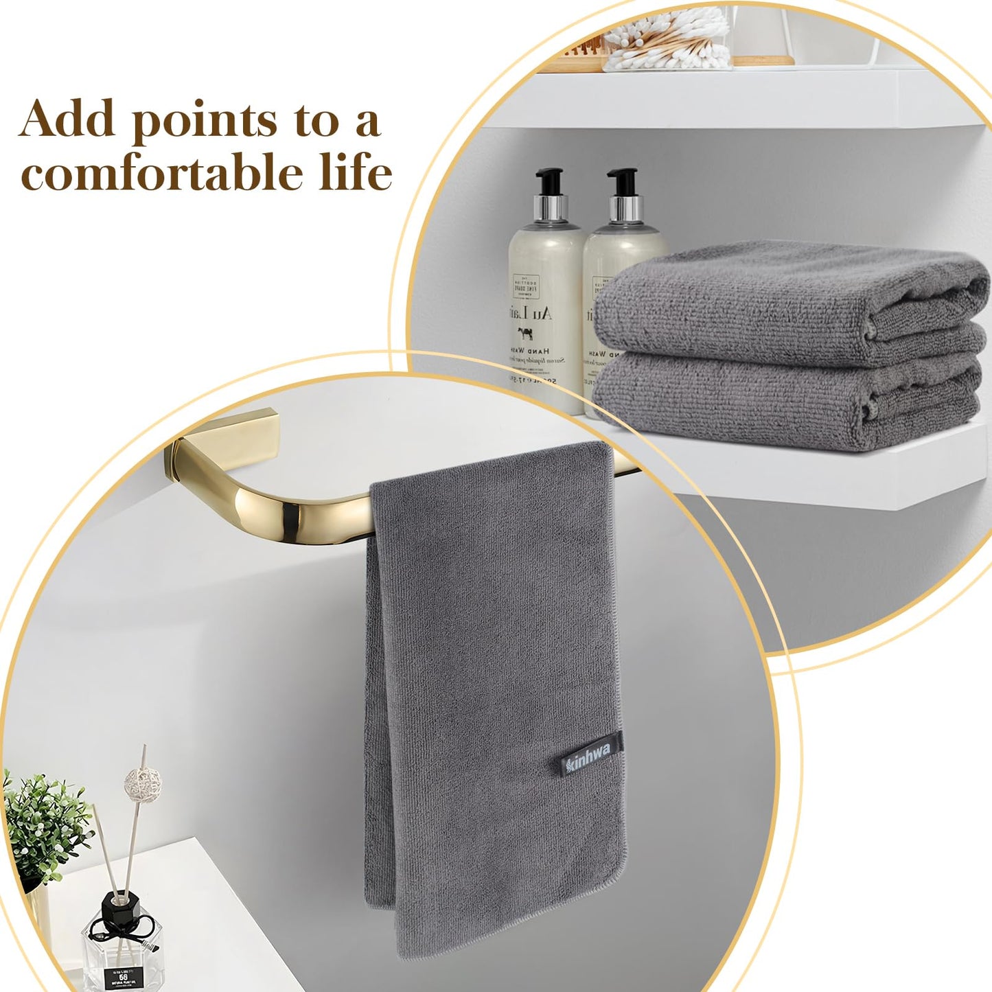 Mikrofaser Handtuch 2er-Pack 40x70 cm Weich Hochsaugfähig Grau