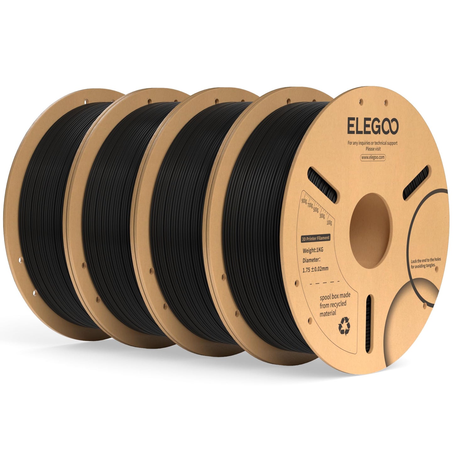 ELEGOO PLA+ Filament 1.75mm Schwarz 4KG, PLA Plus 3D Drucker Filament, Härter und Stärker Filament-3D-Druckmaterialien, Maßgenauigkeit +/-0,02mm, Kompatibel mit Meisten 3D Printer(1KG/Spool, 2.2lbs)