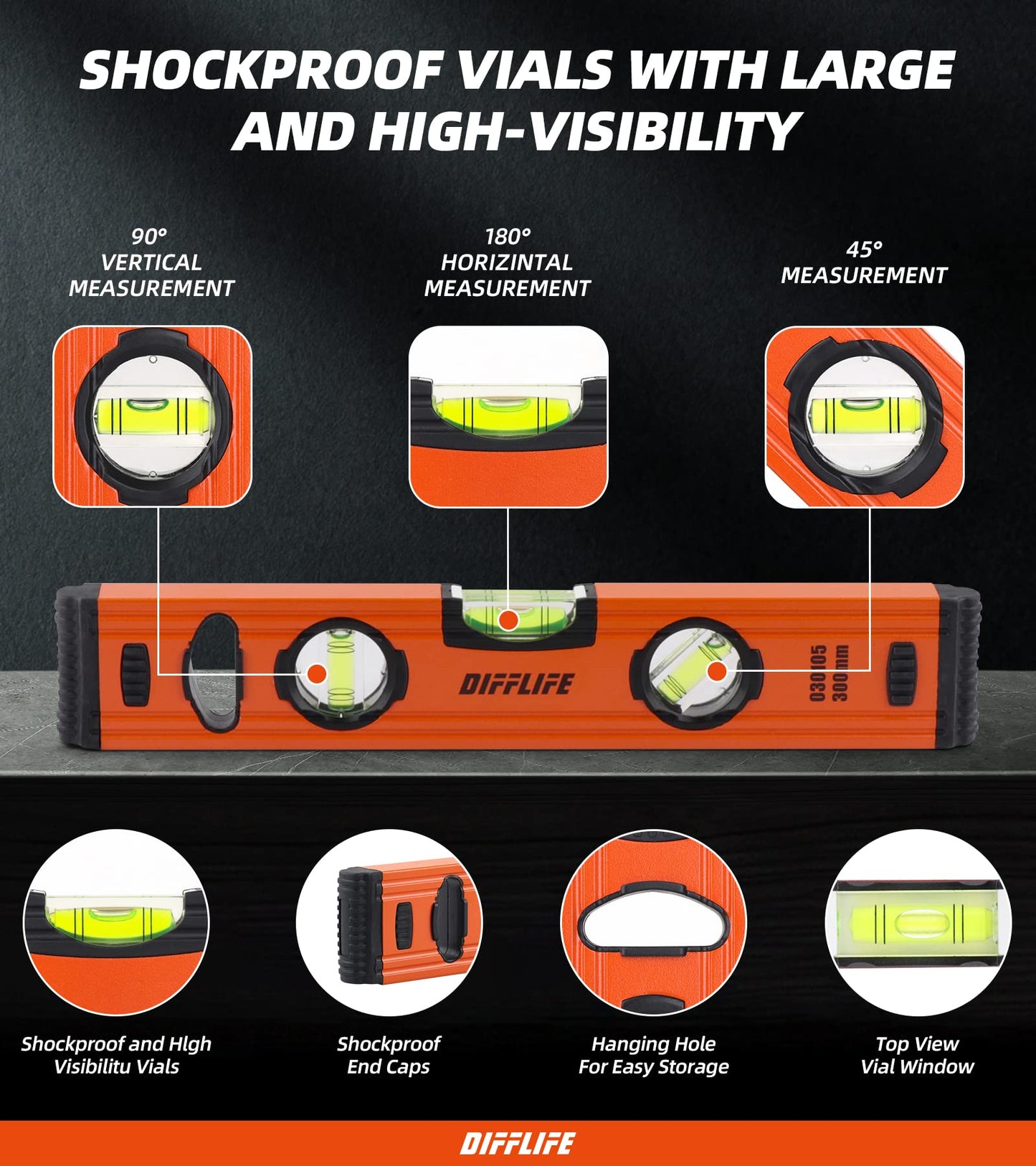 Wasserwaage Aluminium mit Magnet 30,5 cm für präzises Messen