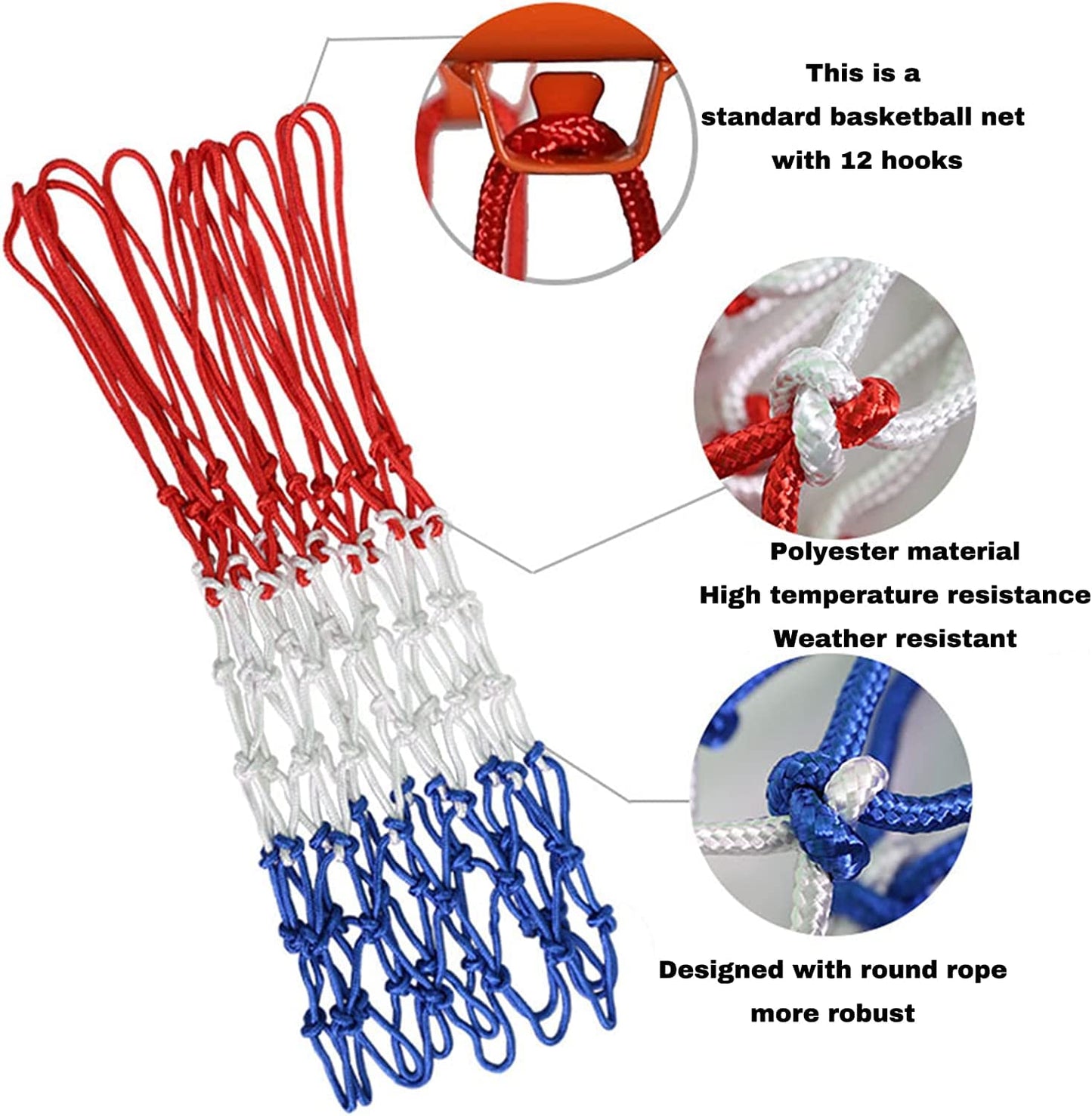 Robustes 2er Basketballnetz Set für Outdoor und Indoor in Standardgröße 50 cm-PIQIUQIU
