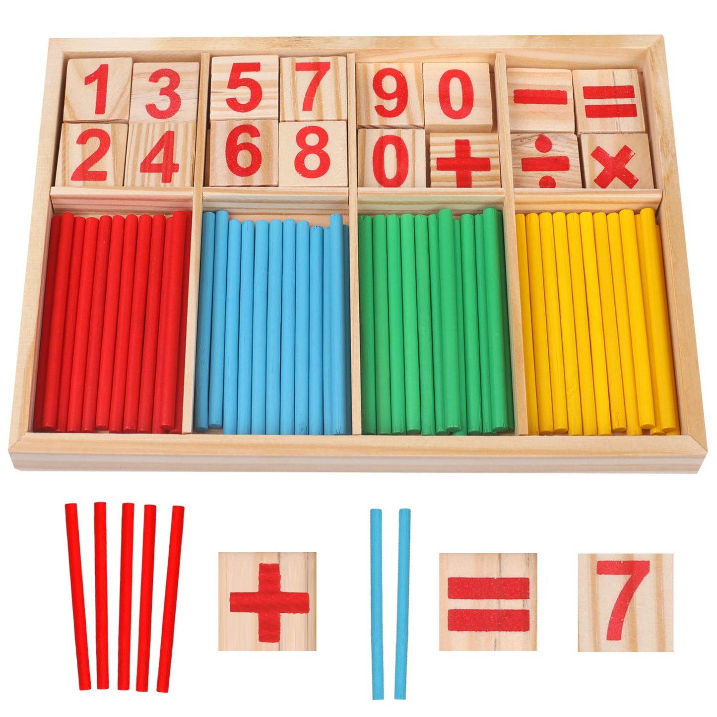Mathematisches Montessori Holzspielzeug Rechenstäbchen Zahlenlernen
