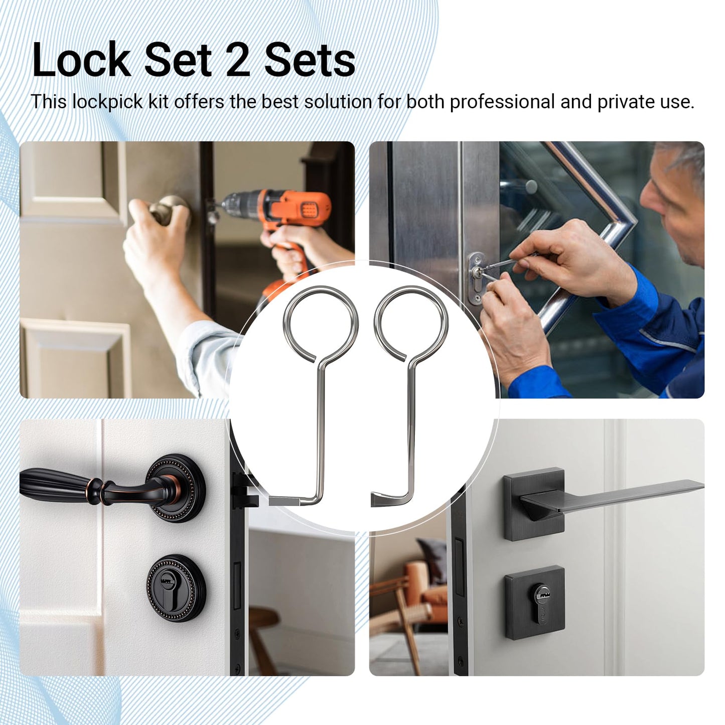 Universelles 2er Dietrich Set aus Edelstahl für Zimmertüren