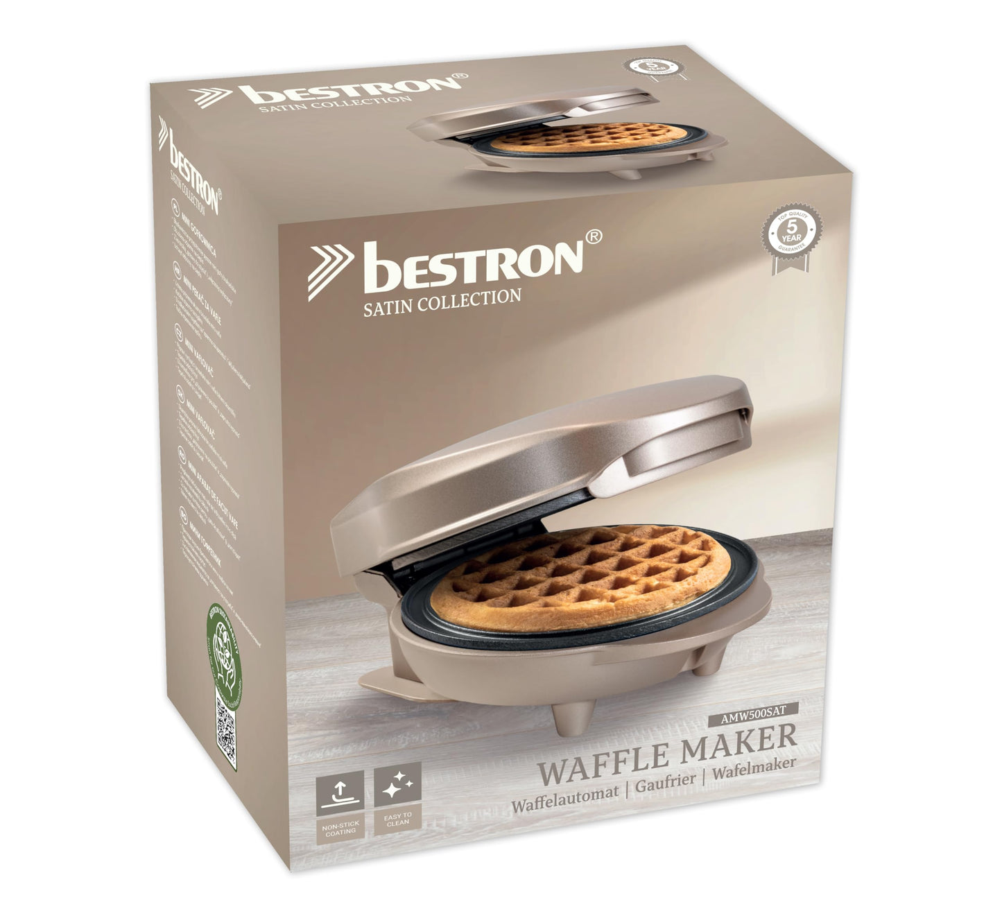 Kleines Mini Waffeleisen mit Antihaftbeschichtung Hellbeige