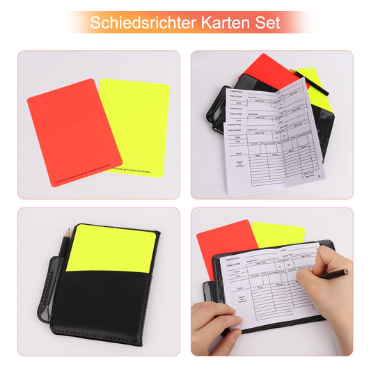 Fußball Schiedsrichter Set mit Karten Pfeifen Tasche und Spielberichtsbogen-KEWUZY