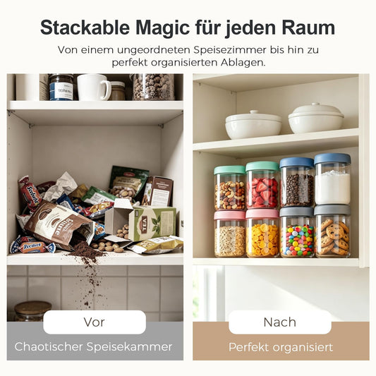 ComSaf Farbenfrohe Overnight Oats Gläser 4er Pack 500ml, Meal Prep Behälter Glas mit Plastikdeckel für Arbeitswoche, Auslaufsichere Vorratsdosen Frühstück to Go Einmachgläser für Trockenvorräte
