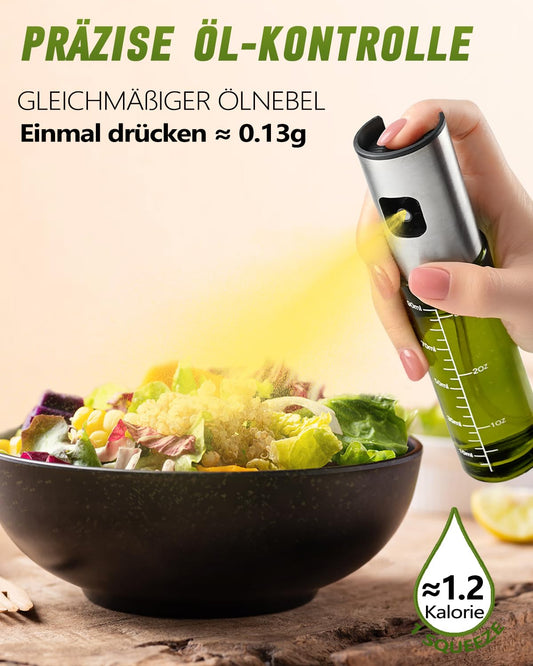MRUN BONE Ölsprüher für Speiseöl, UV- Schutz Sprühflasche Öl, Glas Öl Zerstäuber Küche Ölsprühflasche Heißluftfritteuse,Oil Sprayer mit Skala & Trichter, Ölspray für ÖI & Essig 100% BPA frei